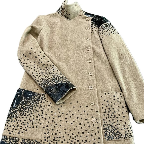 Etro Milano Wool Coat With Sequin Detail . Made in Italy. IT 42 - Picture 4 of 8